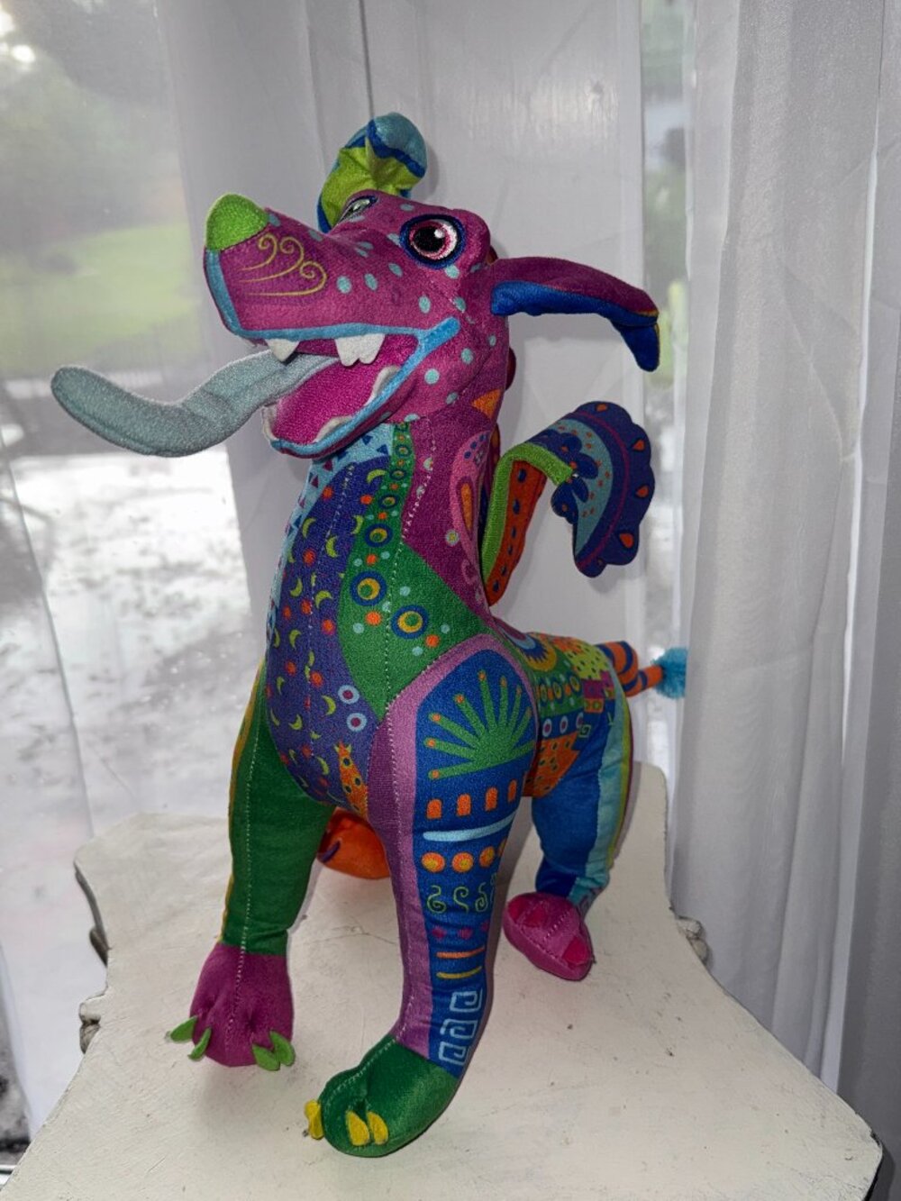 Disney Store Pixar Coco Dante Alebrije Rainbow Spirit Dog 16” Stuffed Plush